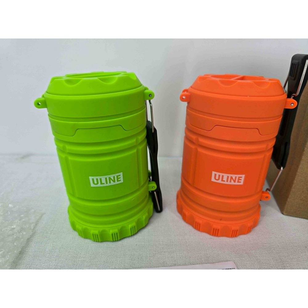 Uline H-10116 Collapsible Lantern and Spotlight Set Neon Green Orange 2 Pack